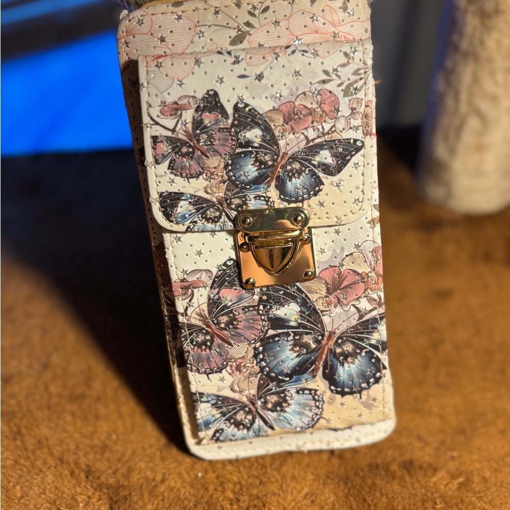 Floral Butterfly Print Wallet Case